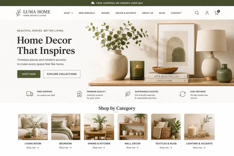Premium Home Decor Ecommerce Website